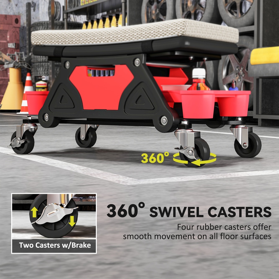 Image 993060_ALTMORE5.jpg, Product 993-060 / Price $69.99, HOMCOM Rolling Mechanic Stool, 300 LBS Capacity Garage Stool, Grey from HOMCOM on TSC.ca's Home & Garden department