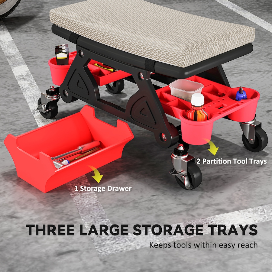 Image 993060_ALTMORE6.jpg, Product 993-060 / Price $69.99, HOMCOM Rolling Mechanic Stool, 300 LBS Capacity Garage Stool, Grey from HOMCOM on TSC.ca's Home & Garden department