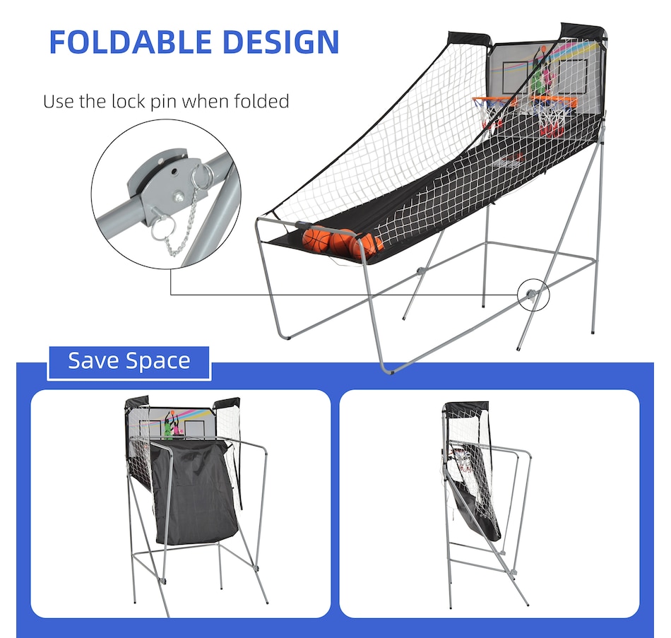 Image 993064_ALTMORE6.jpg, Product 993-064 / Price $158.99, HOMCOM Double Shots Arcade Basketball System Foldable Two Player Basketball from HOMCOM on TSC.ca's Home & Garden department