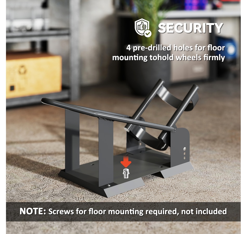 Image 993067_ALTMORE6.jpg, Product 993-067 / Price $69.99, HOMCOM Motorcycle Wheel Chock, 1800 lbs Motorcycle Wheel Stand, Black from HOMCOM on TSC.ca's Home & Garden department