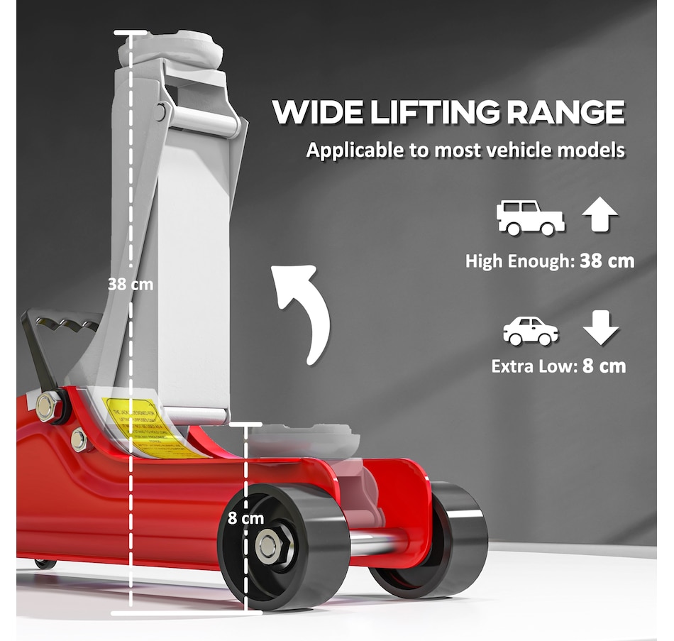 Image 993074_ALTMORE3.jpg, Product 993-074 / Price $119.99, HOMCOM Hydraulic Low Profile Jack 3.1"-15" 2.5 Ton Racing Floor Jack, Red from HOMCOM on TSC.ca's Home & Garden department