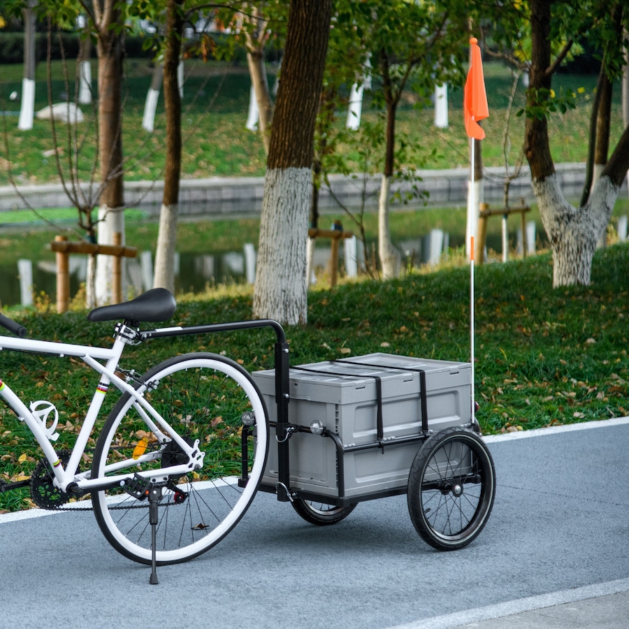Image 993079_ALTMORE1.jpg, Product 993-079 / Price $155.99, Aosom Bicycle Cargo Trailer Bike Wagon with Removable Storage Box, Grey from Aosom on TSC.ca's Home & Garden department