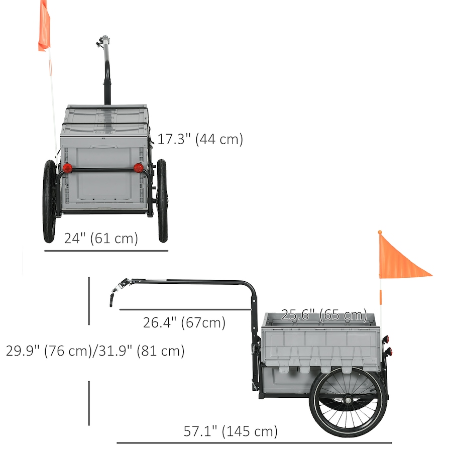 Image 993079_ALTMORE2.jpg, Product 993-079 / Price $155.99, Aosom Bicycle Cargo Trailer Bike Wagon with Removable Storage Box, Grey from Aosom on TSC.ca's Home & Garden department