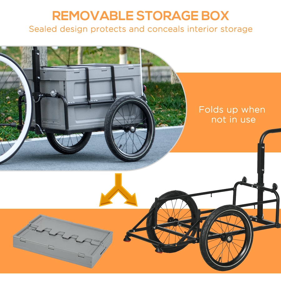 Image 993079_ALTMORE3.jpg, Product 993-079 / Price $155.99, Aosom Bicycle Cargo Trailer Bike Wagon with Removable Storage Box, Grey from Aosom on TSC.ca's Home & Garden department