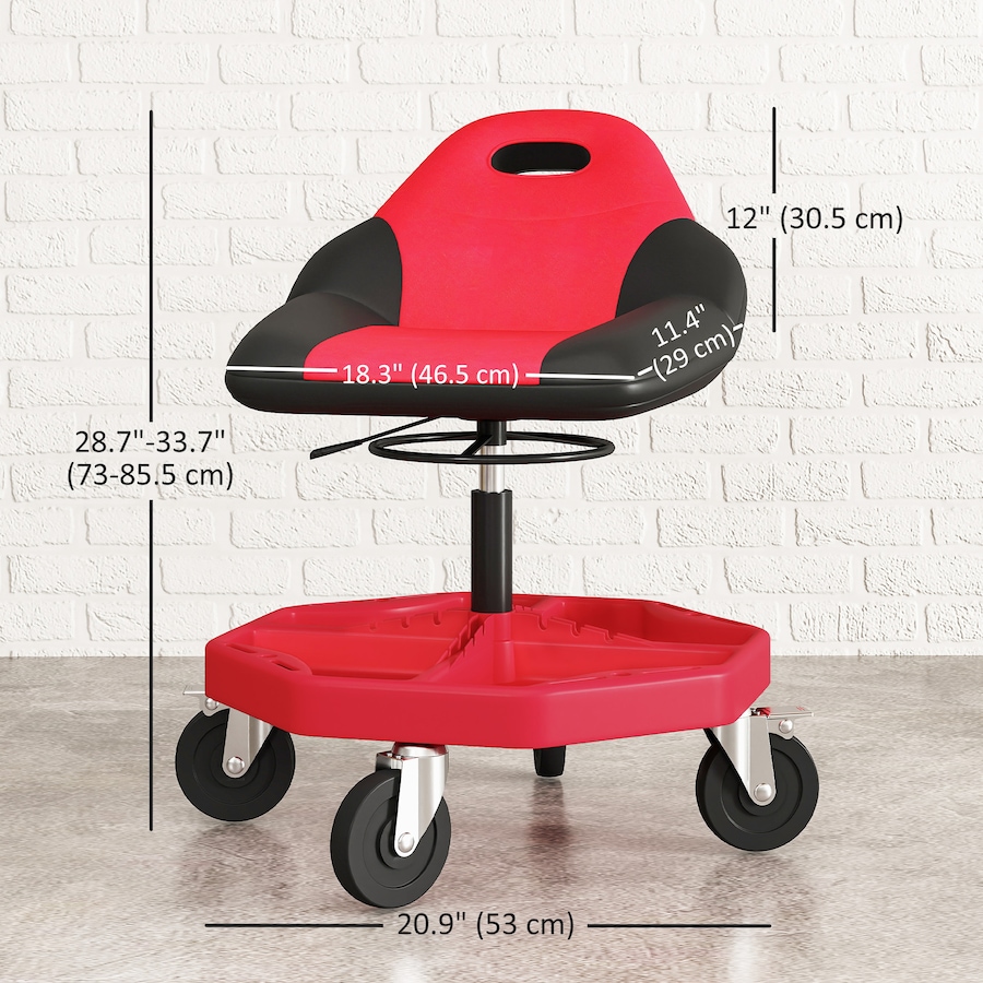 Image 993083_ALTMORE2.jpg, Product 993-083 / Price $129.99, HOMCOM Rolling Mechanic Stool, 300 LBS Capacity Garage Stool, Red from HOMCOM on TSC.ca's Home & Garden department