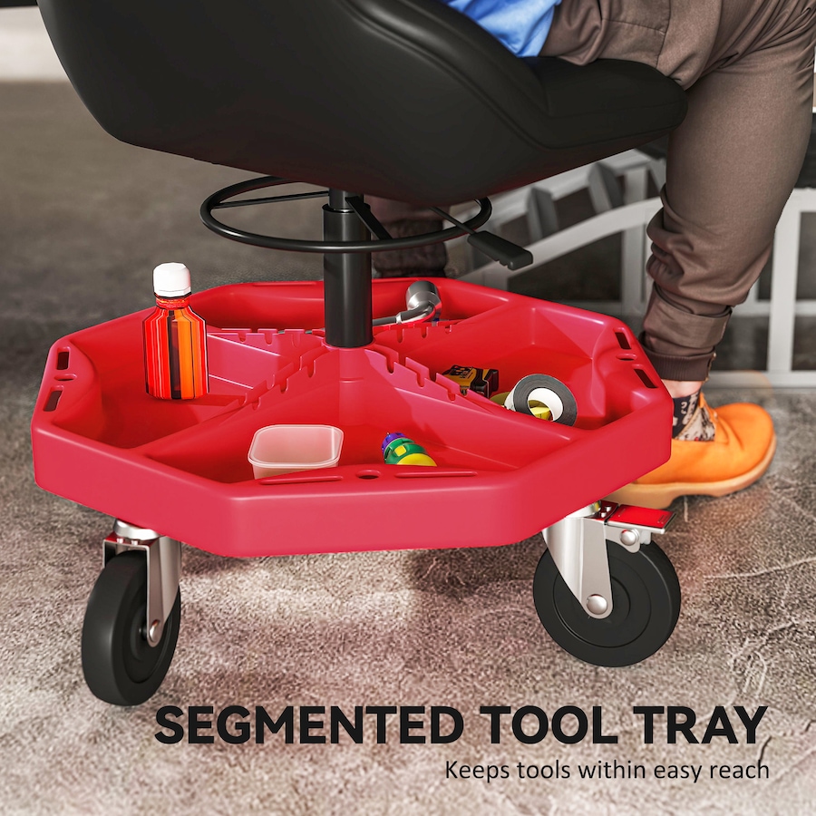 Image 993083_ALTMORE7.jpg, Product 993-083 / Price $129.99, HOMCOM Rolling Mechanic Stool, 300 LBS Capacity Garage Stool, Red from HOMCOM on TSC.ca's Home & Garden department