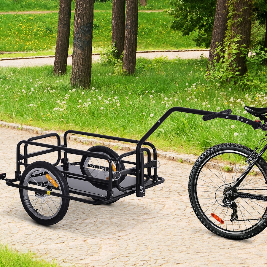 Image 993084_ALTMORE1.jpg, Product 993-084 / Price $169.99, Aosom Folding Bicycle Cargo Trailer Utility Bike Trailer Cart Garden Luggage Travel Carrier Patio Tool with Hitch Heavy Duty Black from Aosom on TSC.ca's Home & Garden department