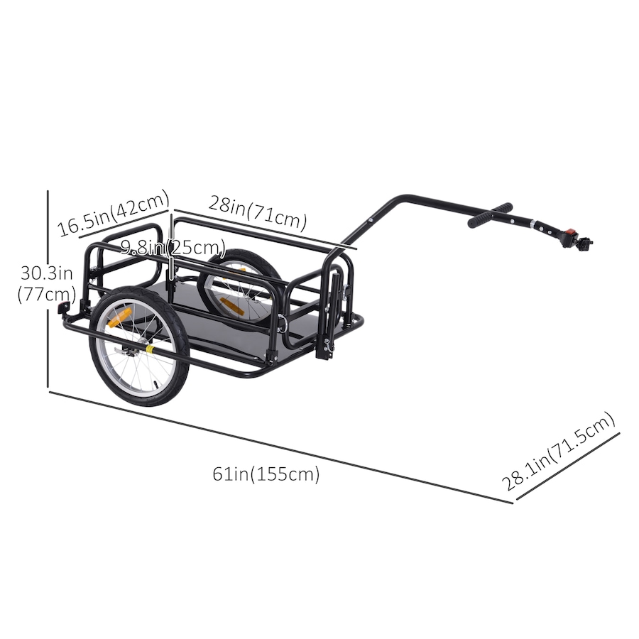 Image 993084_ALTMORE2.jpg, Product 993-084 / Price $169.99, Aosom Folding Bicycle Cargo Trailer Utility Bike Trailer Cart Garden Luggage Travel Carrier Patio Tool with Hitch Heavy Duty Black from Aosom on TSC.ca's Home & Garden department