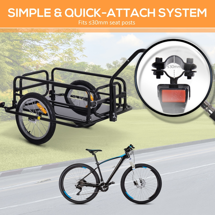 Image 993084_ALTMORE3.jpg, Product 993-084 / Price $169.99, Aosom Folding Bicycle Cargo Trailer Utility Bike Trailer Cart Garden Luggage Travel Carrier Patio Tool with Hitch Heavy Duty Black from Aosom on TSC.ca's Home & Garden department