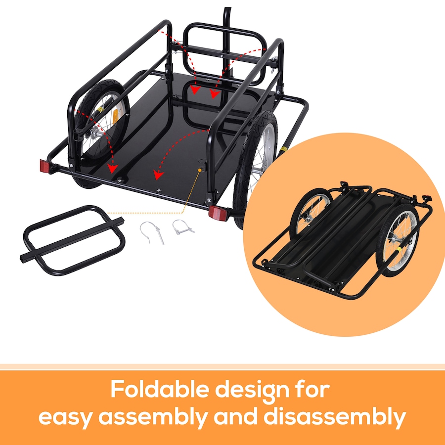 Image 993084_ALTMORE4.jpg, Product 993-084 / Price $169.99, Aosom Folding Bicycle Cargo Trailer Utility Bike Trailer Cart Garden Luggage Travel Carrier Patio Tool with Hitch Heavy Duty Black from Aosom on TSC.ca's Home & Garden department