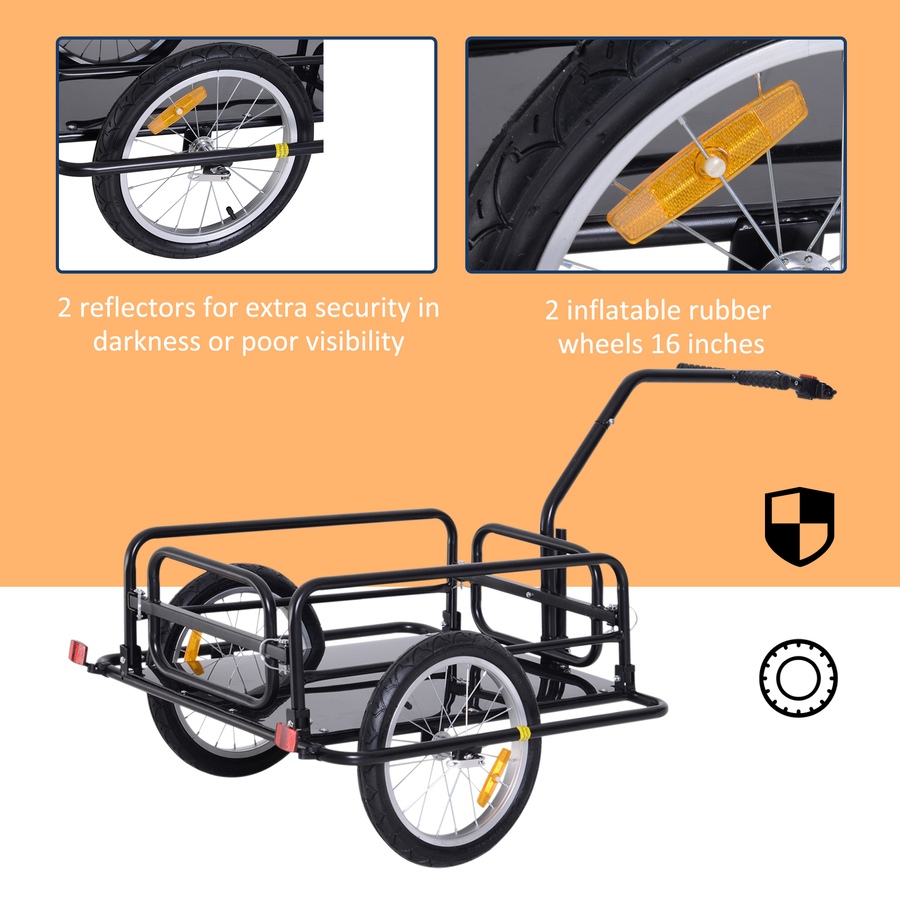 Image 993084_ALTMORE5.jpg, Product 993-084 / Price $169.99, Aosom Folding Bicycle Cargo Trailer Utility Bike Trailer Cart Garden Luggage Travel Carrier Patio Tool with Hitch Heavy Duty Black from Aosom on TSC.ca's Home & Garden department
