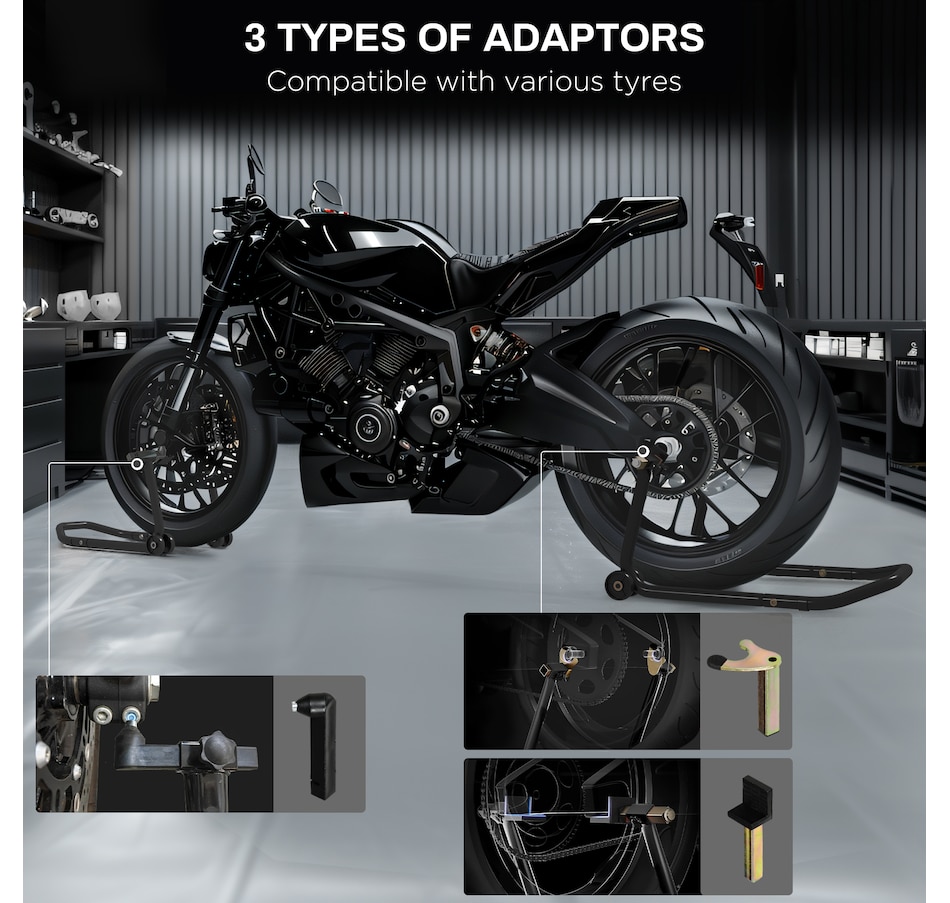 Image 993088_ALTMORE4.jpg, Product 993-088 / Price $59.99, HOMCOM Motorcycle Stand from HOMCOM on TSC.ca's Home & Garden department