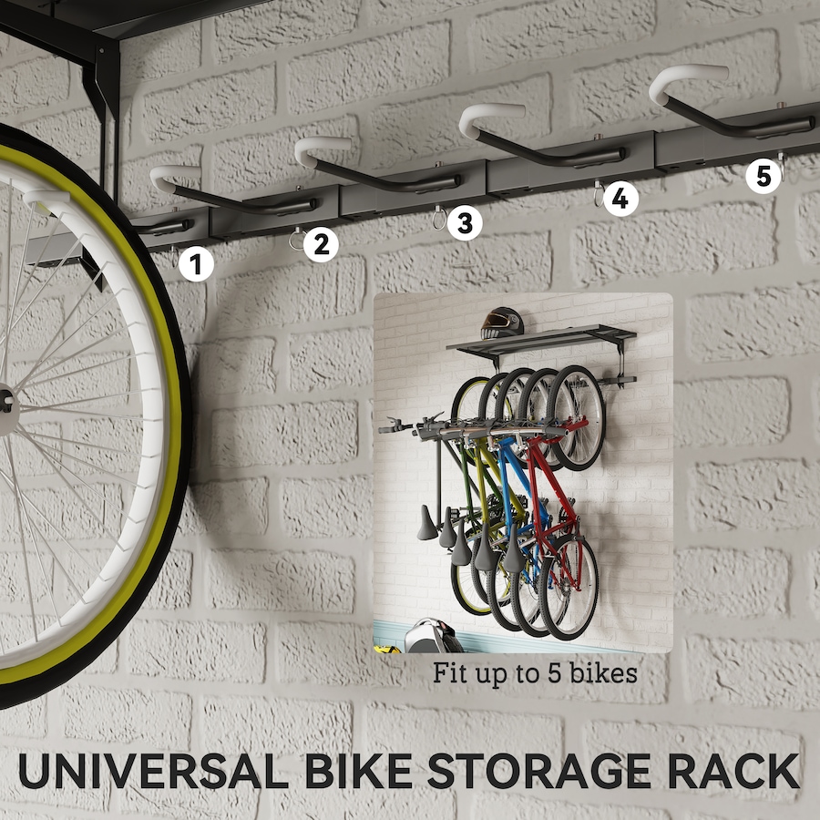 Image 993091_ALTMORE3.jpg, Product 993-091 / Price $34.99, Soozier Bike Rack for 5 Bikes, Bicycle Rack with Shelf and 5 Hooks from Soozier on TSC.ca's Home & Garden department