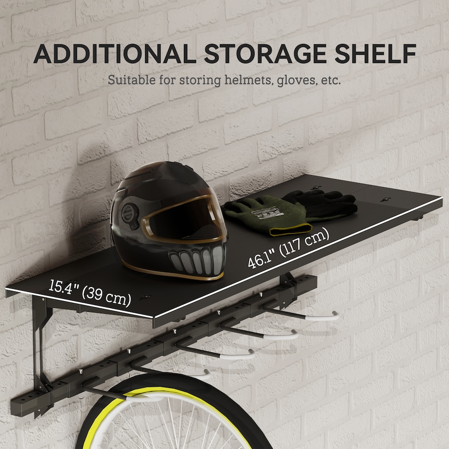 Image 993091_ALTMORE4.jpg, Product 993-091 / Price $34.99, Soozier Bike Rack for 5 Bikes, Bicycle Rack with Shelf and 5 Hooks from Soozier on TSC.ca's Home & Garden department