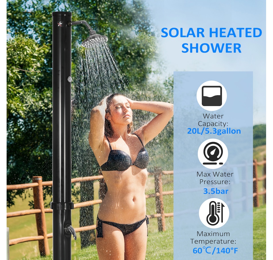 Image 993096_ALTMORE3.jpg, Product 993-096 / Price $159.99, Outsunny 7.3FT 5.3 Gallon Solar Heated Shower from Outsunny on TSC.ca's Health & Fitness department