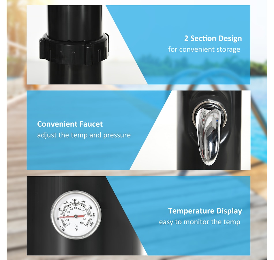 Image 993096_ALTMORE4.jpg, Product 993-096 / Price $159.99, Outsunny 7.3FT 5.3 Gallon Solar Heated Shower from Outsunny on TSC.ca's Health & Fitness department