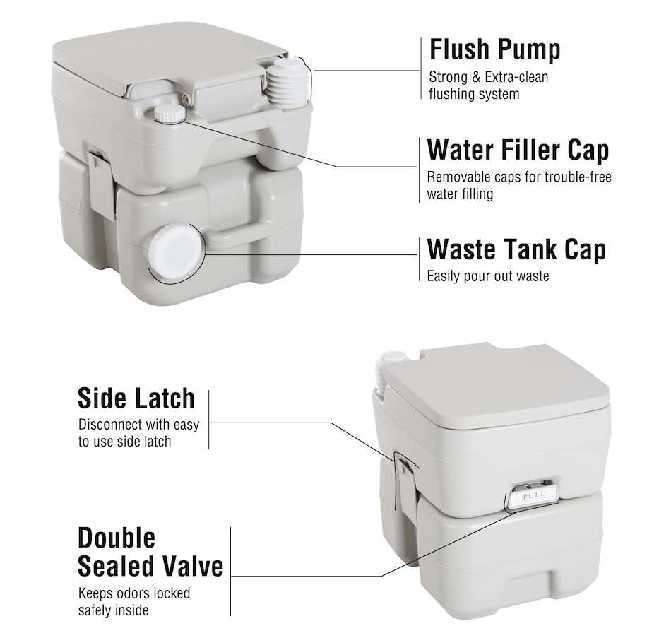 Image 993098_ALTMORE3.jpg, Product 993-098 / Price $109.99, Kleankin Outdoor Portable Travel Toilet Detachable Flushable Tank from HOMCOM on TSC.ca's Health & Fitness department