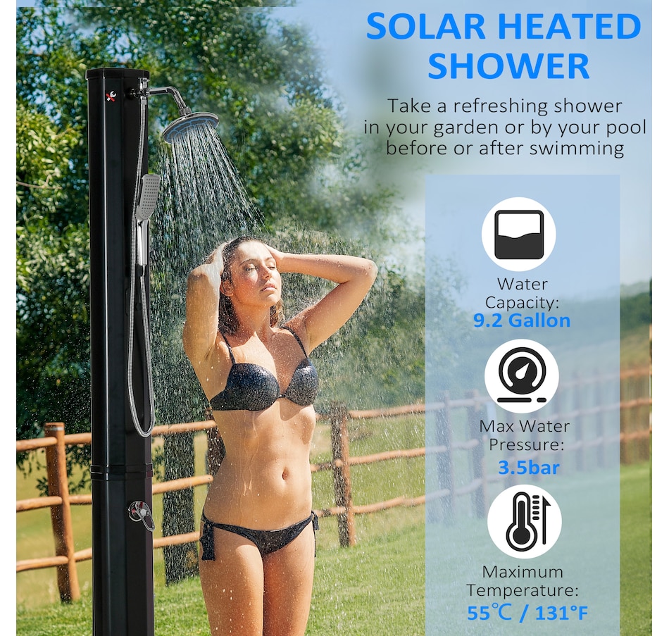 Image 993099_ALTMORE3.jpg, Product 993-099 / Price $189.99, Outsunny 7ft Outdoor Solar Heated Shower from Outsunny on TSC.ca's Health & Fitness department