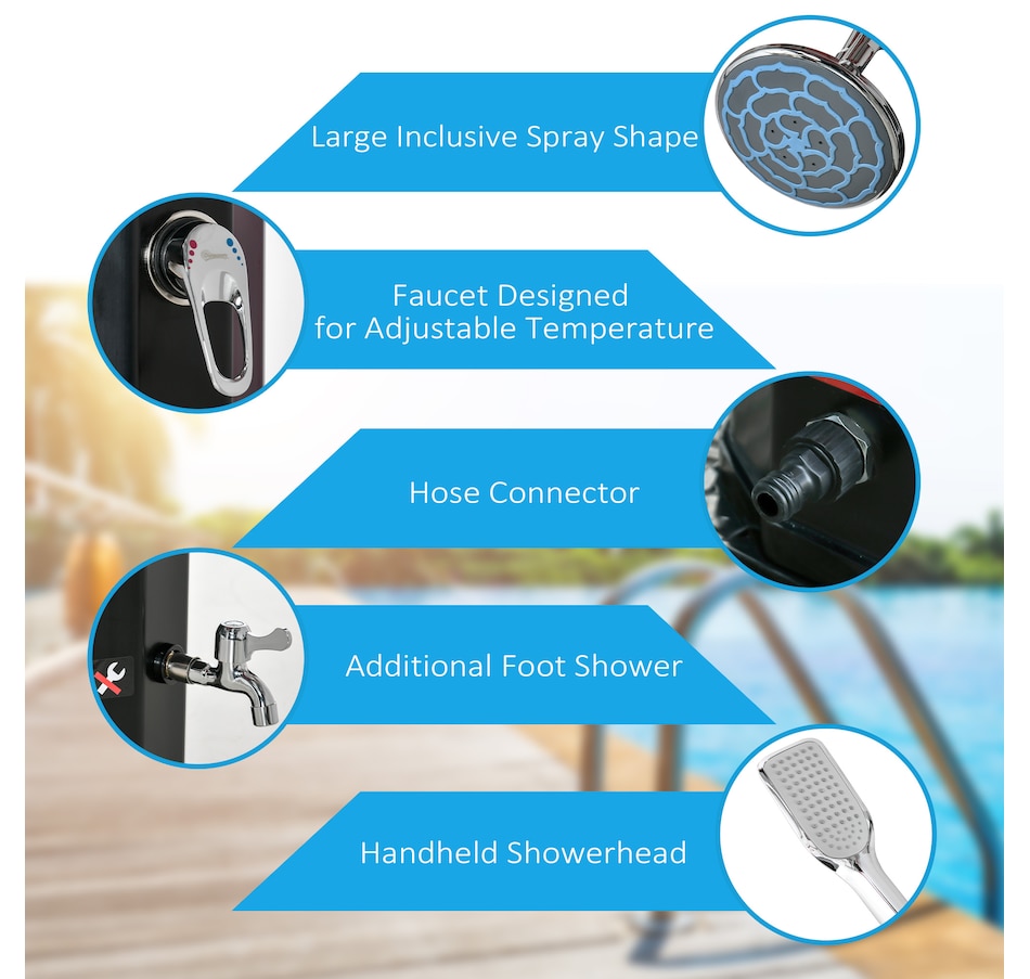 Image 993099_ALTMORE4.jpg, Product 993-099 / Price $189.99, Outsunny 7ft Outdoor Solar Heated Shower from Outsunny on TSC.ca's Health & Fitness department