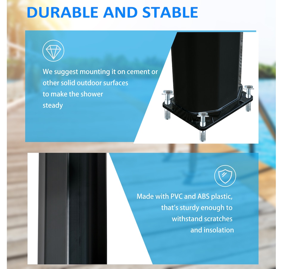 Image 993099_ALTMORE6.jpg, Product 993-099 / Price $189.99, Outsunny 7ft Outdoor Solar Heated Shower from Outsunny on TSC.ca's Health & Fitness department