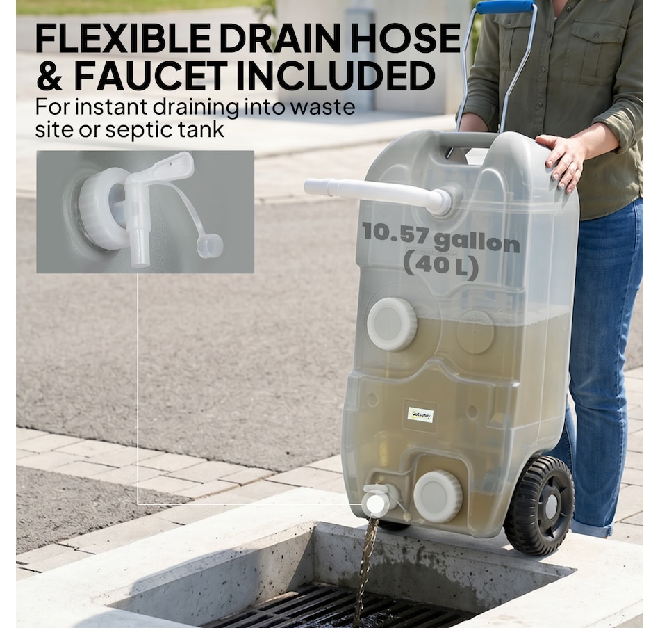 Image 993100_ALTMORE11.jpg, Product 993-100 / Price $119.99, Outsunny 10.6 Gallon Portable Water Tank for Black or Grey Water Storage from Outsunny on TSC.ca's Health & Fitness department