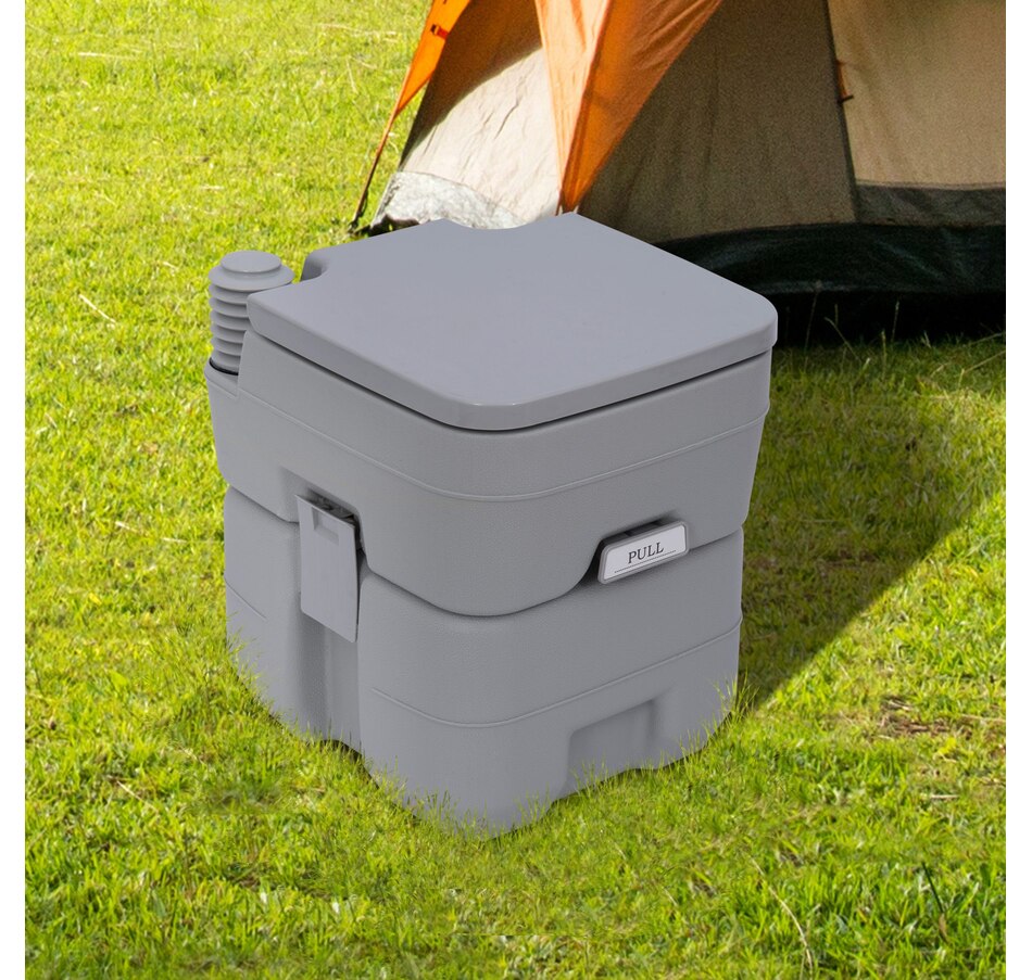 Image 993101_ALTMORE1.jpg, Product 993-101 / Price $129.99, Outsunny Portable Toilet for Adults, Flushable Travel Toilet with Lid, Grey from Outsunny on TSC.ca's Health & Fitness department