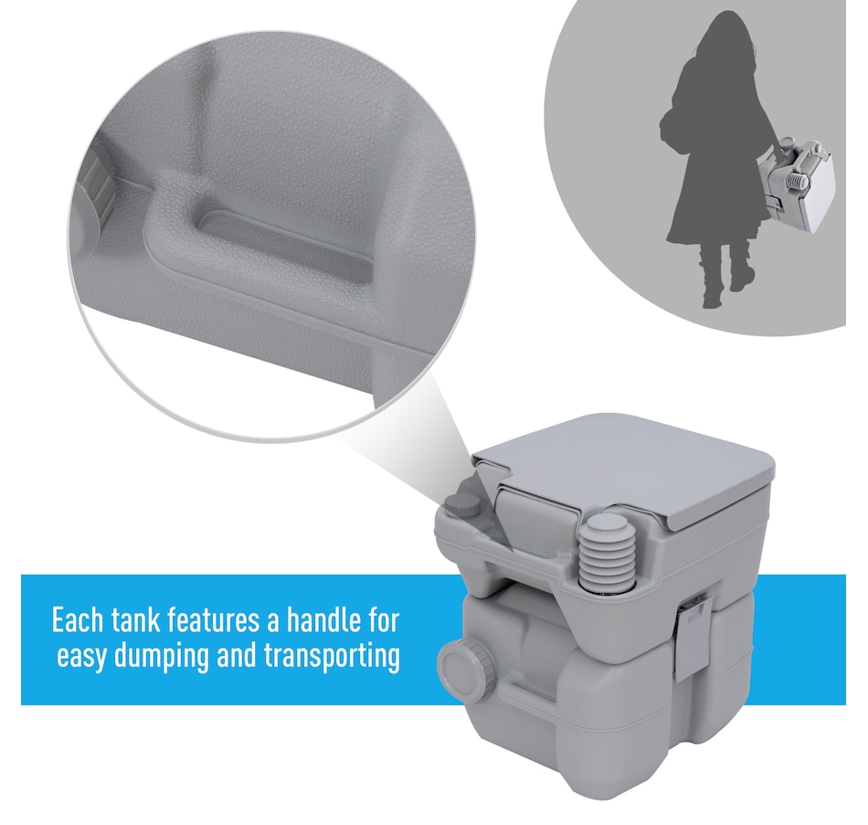 Image 993101_ALTMORE5.jpg, Product 993-101 / Price $129.99, Outsunny Portable Toilet for Adults, Flushable Travel Toilet with Lid, Grey from Outsunny on TSC.ca's Health & Fitness department