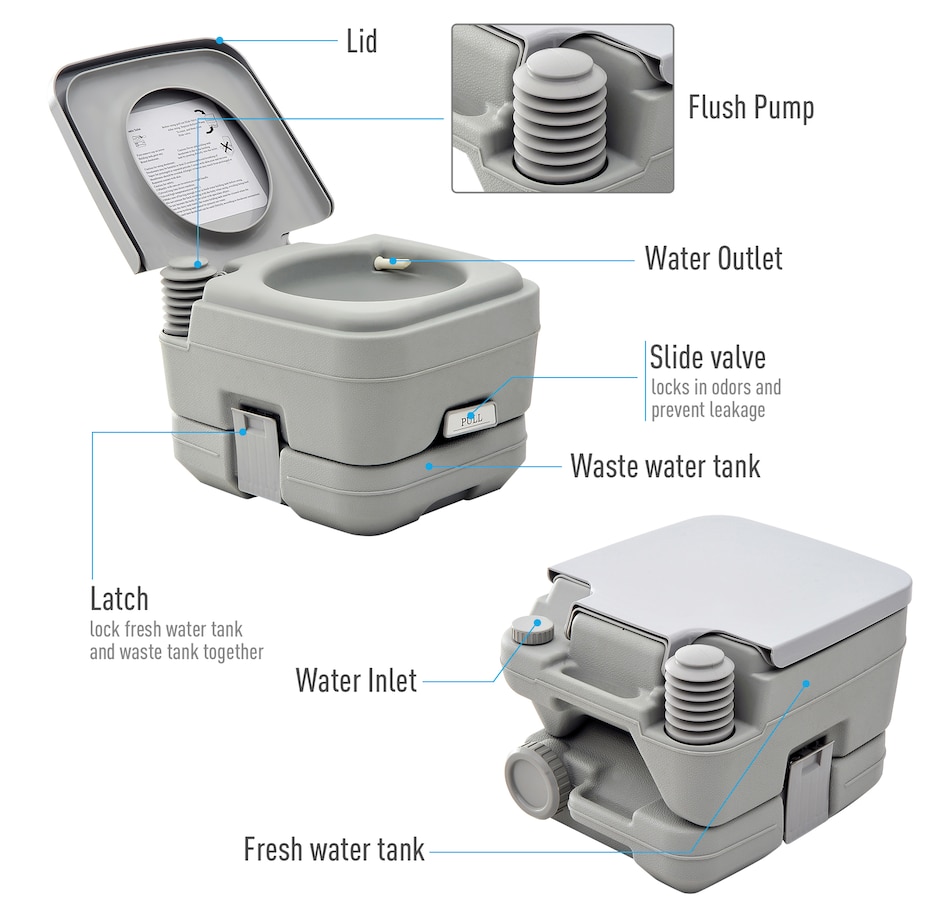 Image 993105_ALTMORE3.jpg, Product 993-105 / Price $109.99, Outsunny Outdoor Portable Travel Toilet Flushable Tank from Outsunny on TSC.ca's Health & Fitness department
