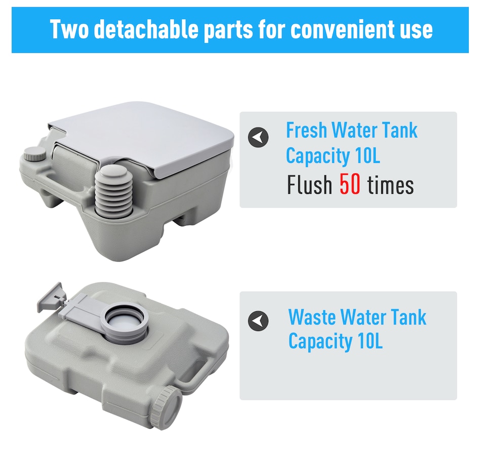 Image 993105_ALTMORE5.jpg, Product 993-105 / Price $109.99, Outsunny Outdoor Portable Travel Toilet Flushable Tank from Outsunny on TSC.ca's Health & Fitness department