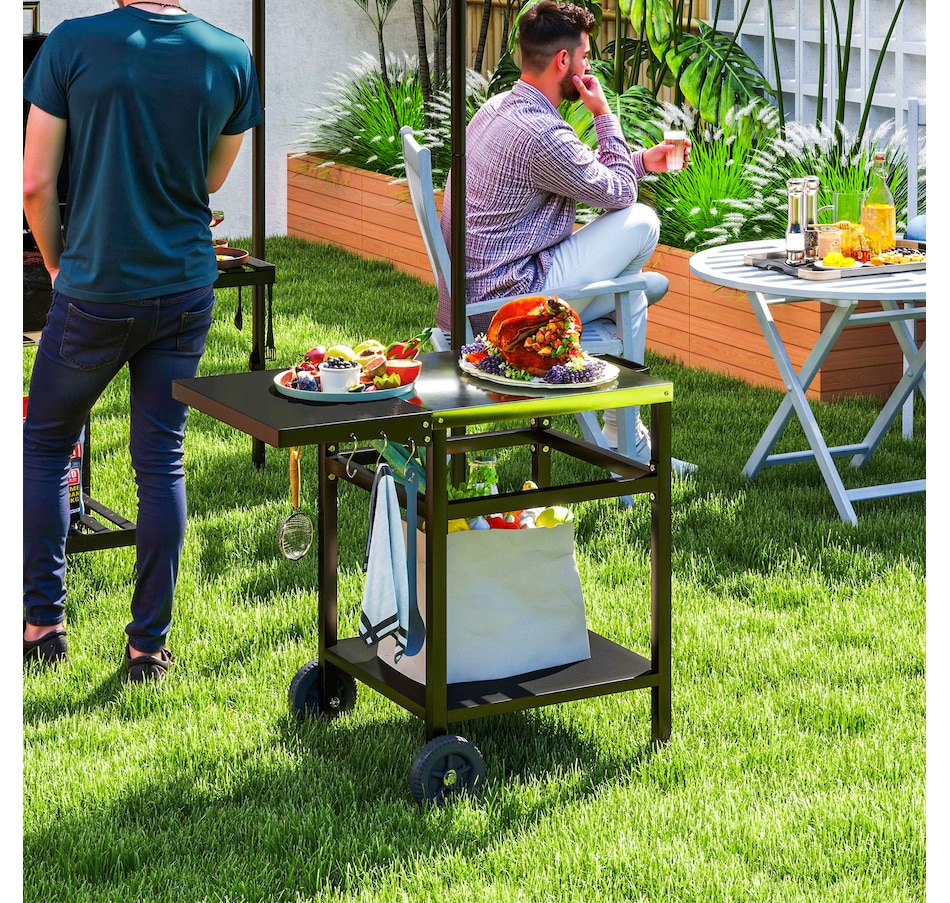 Image 993117_ALTMORE2.jpg, Product 993-117 / Price $134.99, Outsunny Outdoor Grill Dining Cart with Stainless Steel Top and Foldable Side Table from Outsunny on TSC.ca's department