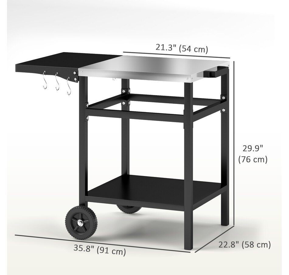 Image 993117_ALTMORE3.jpg, Product 993-117 / Price $134.99, Outsunny Outdoor Grill Dining Cart with Stainless Steel Top and Foldable Side Table from Outsunny on TSC.ca's department