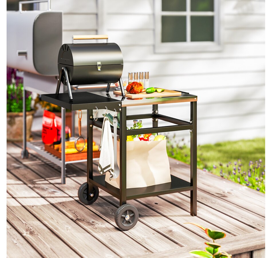 Image 993117_ALTMORE8.jpg, Product 993-117 / Price $134.99, Outsunny Outdoor Grill Dining Cart with Stainless Steel Top and Foldable Side Table from Outsunny on TSC.ca's department
