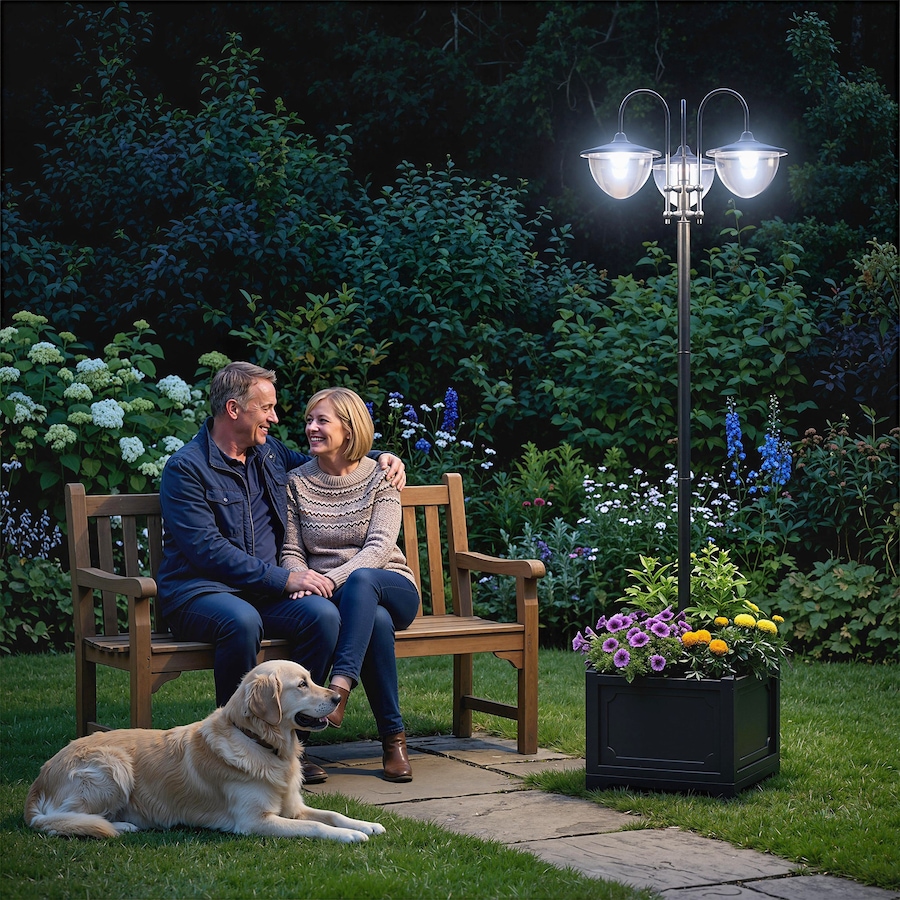 Image 993124_ALTMORE10.jpg, Product 993-124 / Price $139.99, Outsunny 74.5" 3-head Solar Lamp Post Street Light with Planter from Outsunny on TSC.ca's Home & Garden department