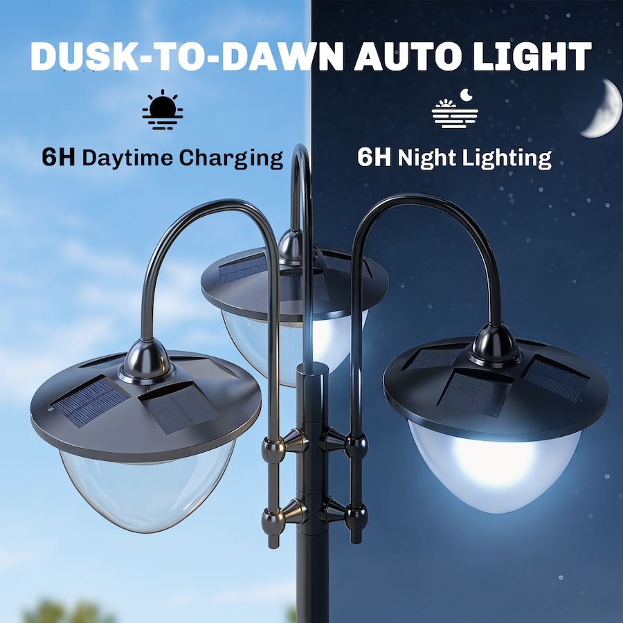 Image 993124_ALTMORE14.jpg, Product 993-124 / Price $139.99, Outsunny 74.5" 3-head Solar Lamp Post Street Light with Planter from Outsunny on TSC.ca's Home & Garden department