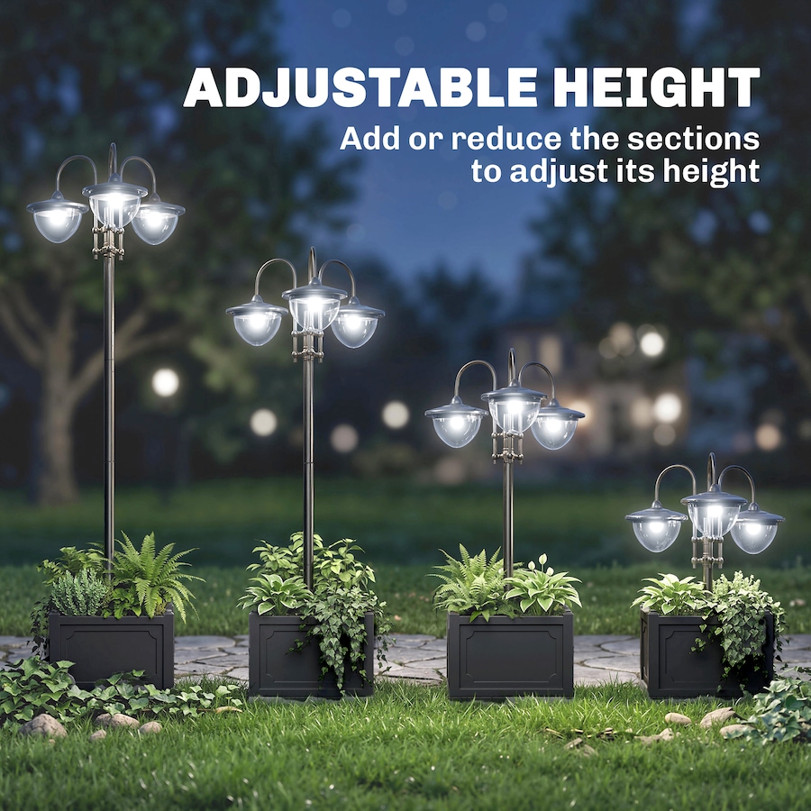 Image 993124_ALTMORE19.jpg, Product 993-124 / Price $139.99, Outsunny 74.5" 3-head Solar Lamp Post Street Light with Planter from Outsunny on TSC.ca's Home & Garden department