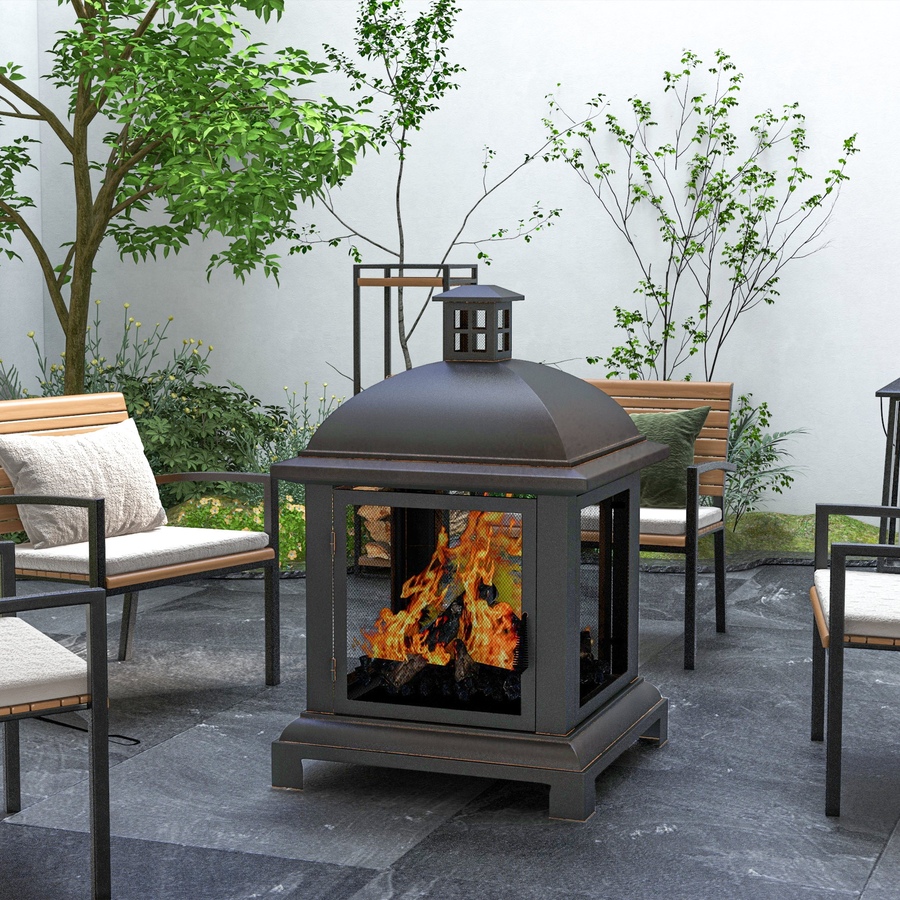 Image 993131_ALTMORE10.jpg, Product 993-131 / Price $248.99, Outsunny 26" Fire Pit with Poker, Chimney Style Wood Burning Firepit, Black from Outsunny on TSC.ca's department