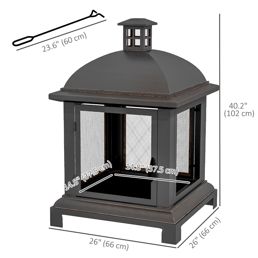 Image 993131_ALTMORE11.jpg, Product 993-131 / Price $248.99, Outsunny 26" Fire Pit with Poker, Chimney Style Wood Burning Firepit, Black from Outsunny on TSC.ca's department