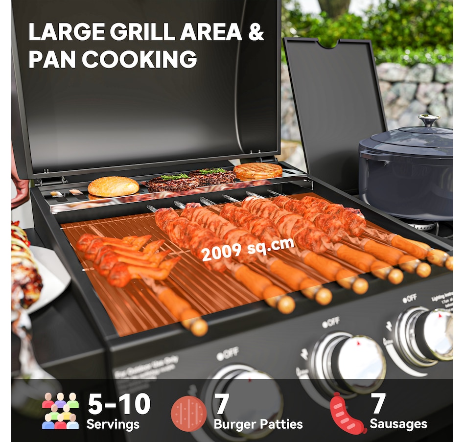 Image 993132_ALTMORE4.jpg, Product 993-132 / Price $429.99, Outsunny 3 Burner Propane Gas Grill with Side Burner from Outsunny on TSC.ca's department