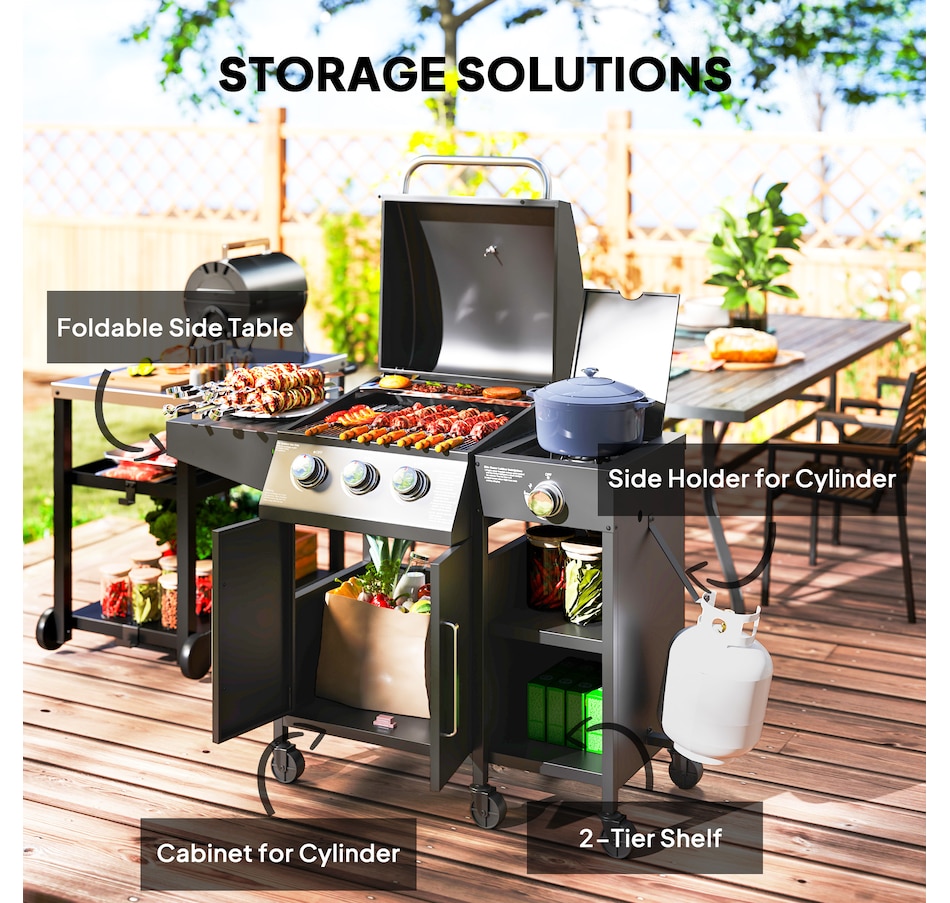 Image 993132_ALTMORE5.jpg, Product 993-132 / Price $429.99, Outsunny 3 Burner Propane Gas Grill with Side Burner from Outsunny on TSC.ca's department