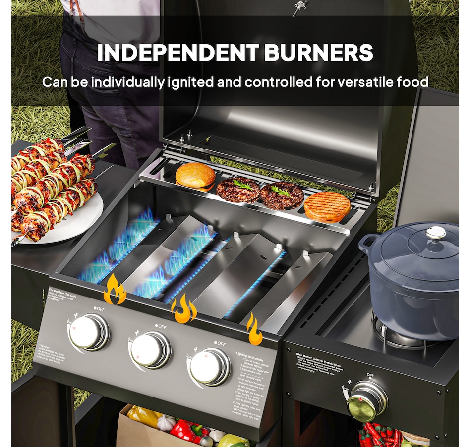 Image 993132_ALTMORE6.jpg, Product 993-132 / Price $429.99, Outsunny 3 Burner Propane Gas Grill with Side Burner from Outsunny on TSC.ca's department