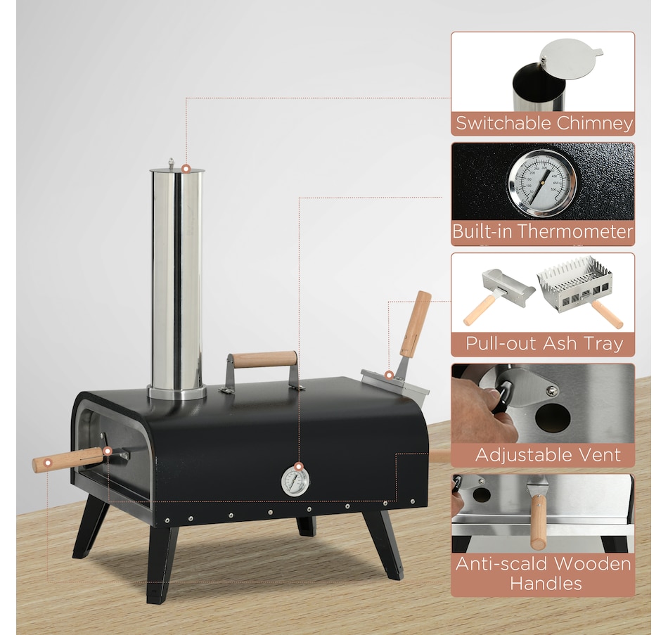 Image 993138_ALTMORE5.jpg, Product 993-138 / Price $119.99, Outsunny Outdoor Pizza Oven with 12" Stone and Cover Wood Fired Pizza Maker from Outsunny on TSC.ca's department