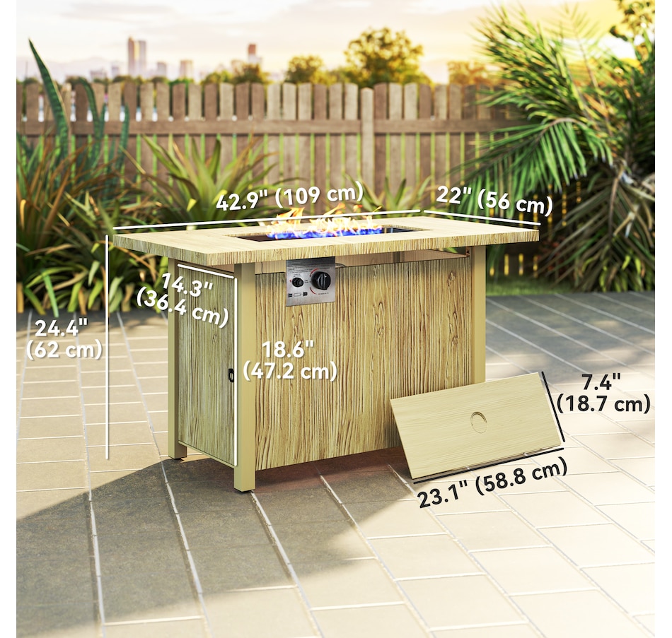 Image 993139_ALTMORE3.jpg, Product 993-139 / Price $287.99, Outsunny 43" Propane Fire Pit Table with Waterproof Cover 50,000 BTU from Outsunny on TSC.ca's department