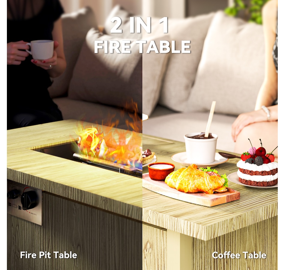 Image 993139_ALTMORE4.jpg, Product 993-139 / Price $287.99, Outsunny 43" Propane Fire Pit Table with Waterproof Cover 50,000 BTU from Outsunny on TSC.ca's department