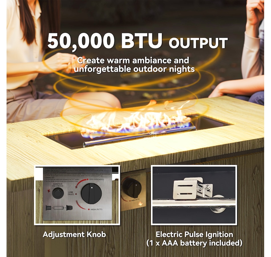 Image 993139_ALTMORE6.jpg, Product 993-139 / Price $287.99, Outsunny 43" Propane Fire Pit Table with Waterproof Cover 50,000 BTU from Outsunny on TSC.ca's department