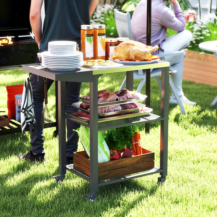 Image 993140_ALTMORE2.jpg, Product 993-140 / Price $119.99, Outsunny 3-Tier Outdoor Grill Cart w/ Side Table, Pizza Oven Stand from Outsunny on TSC.ca's department