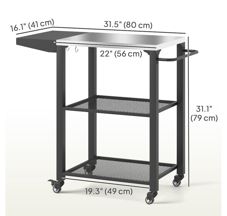Image 993140_ALTMORE3.jpg, Product 993-140 / Price $122.99, Outsunny 3-Tier Outdoor Grill Cart w/ Side Table, Pizza Oven Stand from Outsunny on TSC.ca's department