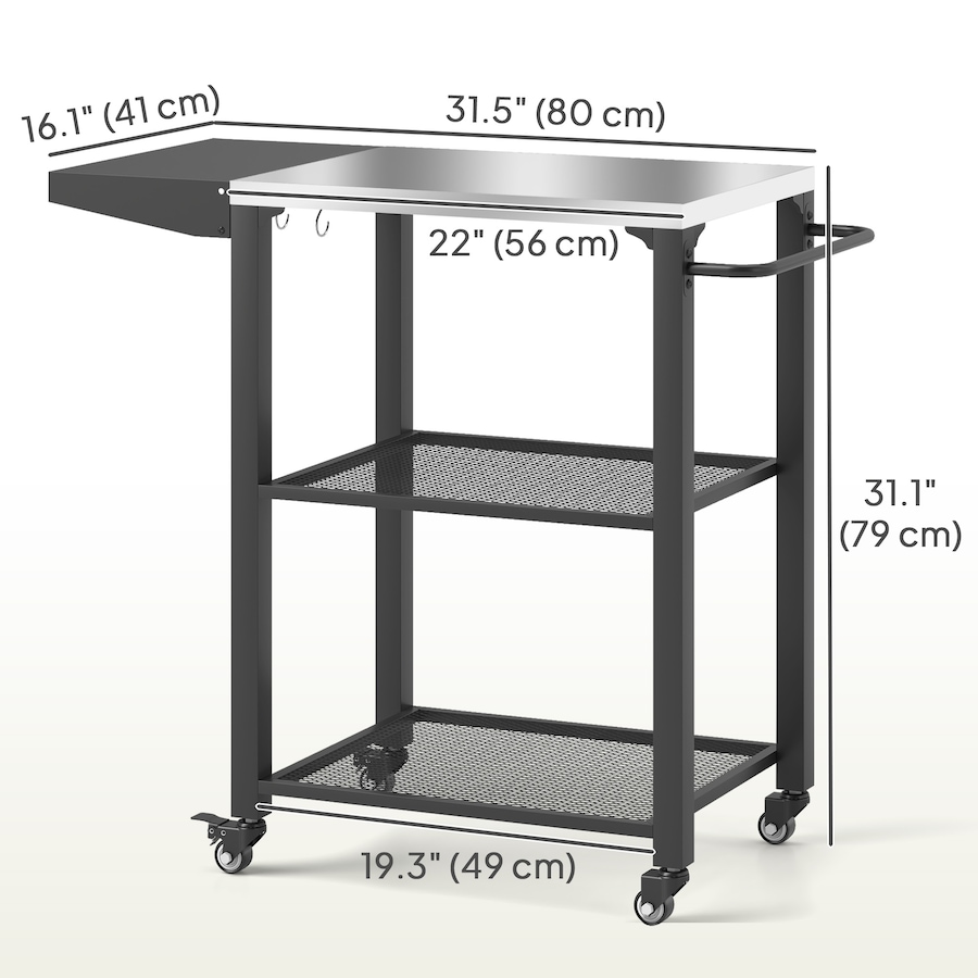 Image 993140_ALTMORE3.jpg, Product 993-140 / Price $119.99, Outsunny 3-Tier Outdoor Grill Cart w/ Side Table, Pizza Oven Stand from Outsunny on TSC.ca's department