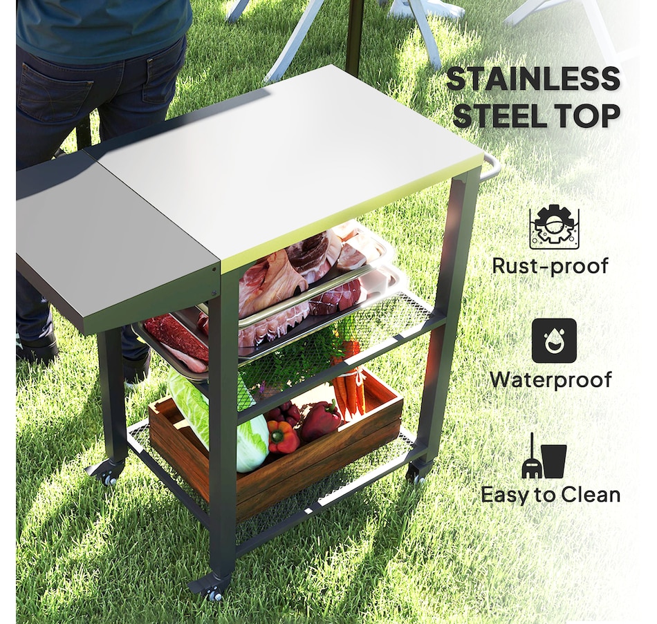 Image 993140_ALTMORE4.jpg, Product 993-140 / Price $122.99, Outsunny 3-Tier Outdoor Grill Cart w/ Side Table, Pizza Oven Stand from Outsunny on TSC.ca's department