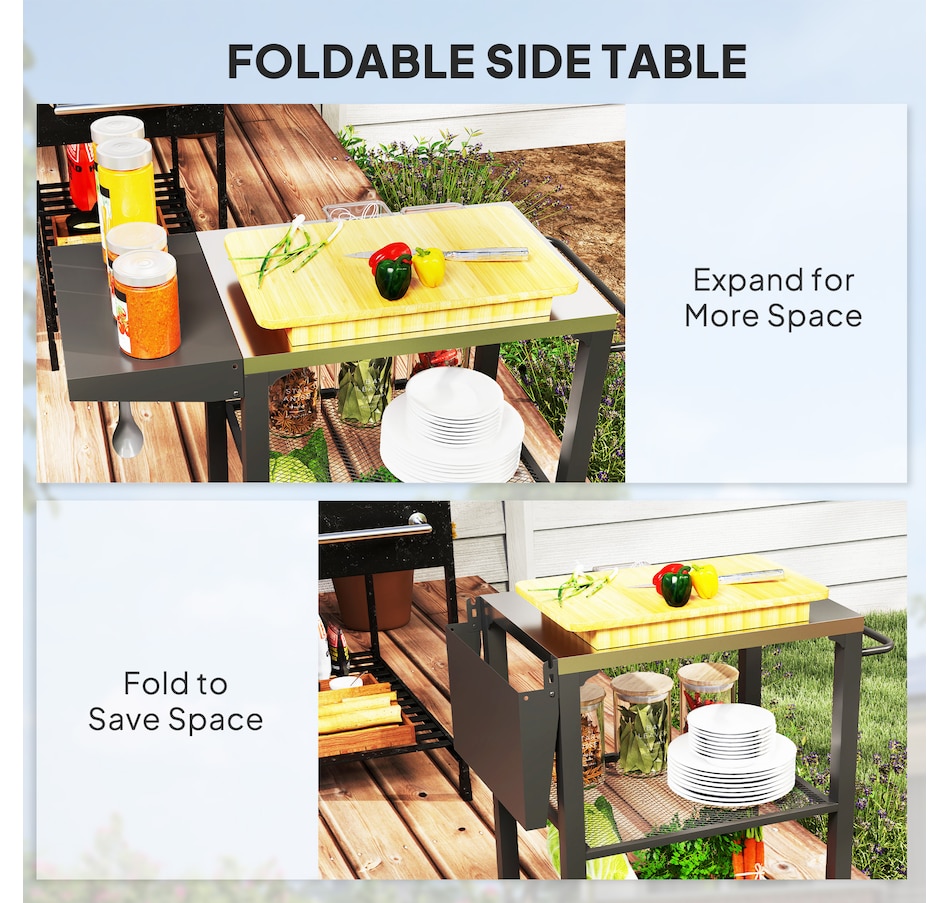 Image 993140_ALTMORE5.jpg, Product 993-140 / Price $122.99, Outsunny 3-Tier Outdoor Grill Cart w/ Side Table, Pizza Oven Stand from Outsunny on TSC.ca's department