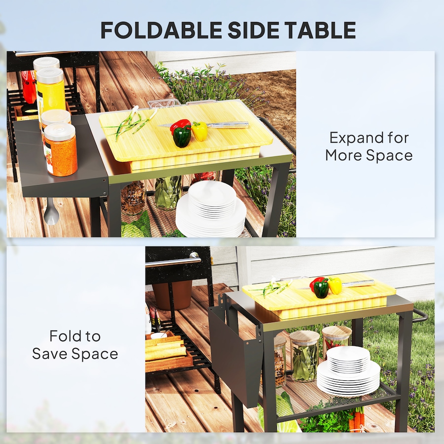 Image 993140_ALTMORE5.jpg, Product 993-140 / Price $119.99, Outsunny 3-Tier Outdoor Grill Cart w/ Side Table, Pizza Oven Stand from Outsunny on TSC.ca's department